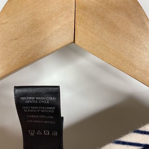 Ali Miles Top Size Small Petite Womens Navy White Stripe Suede Elbow Patch - Picture 6 of 7